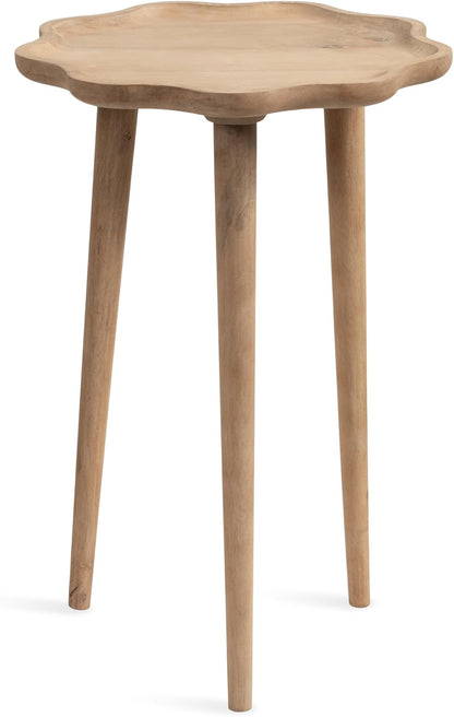 Kate and Laurel Alezar Modern Wooden Round Side Table, 15 x 15 x 22, Light Natural, Transitional Solid Wood End Table with Wavy Edge for Teen Bedroom Nightstand or Dorm Room Decor