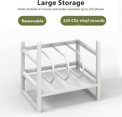 Record Player Stand,3-Tier Record Player Table with U-Shaped Vinyl Storage Up to 120 Albums,28" H End Table Turntable Stand with Storage,Record Table Vinyl for Living Room Bedroom