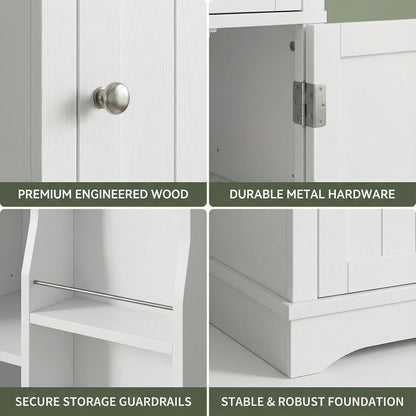 HIFIT 2 Set 71" Tall Narrow Storage Cabinet with 2 Reversible Doors, Small Kitchen Pantry Cabinet with Adjustable Shelves & Spice Rack, Slim Storage Cabinets for Bathroom, Living Room, Entryway, White