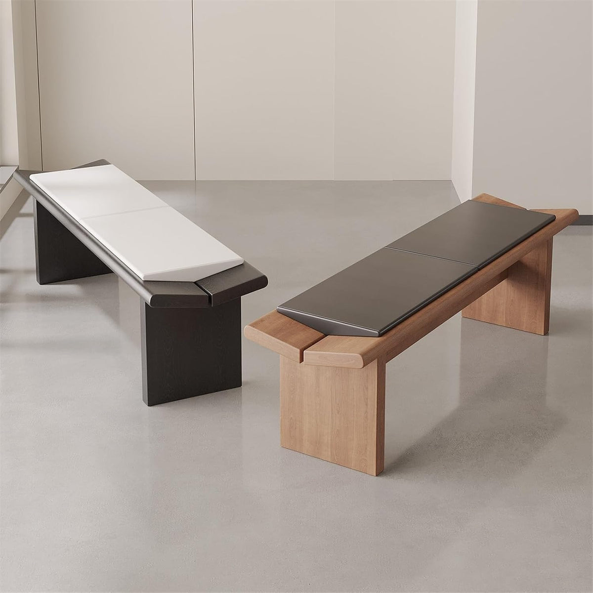 Modern Wooden Long Shoe-Changing Bench for Bedroom Dressing Room Leather Bed end Upholstered Entryway(Small)