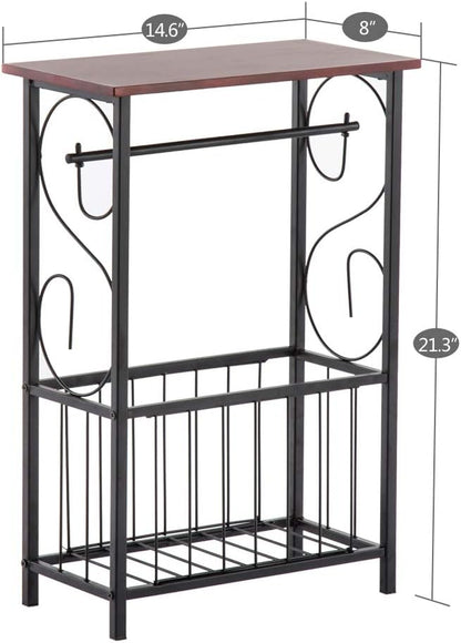 Side Table,Narrow End Table for Small Spaces,Snack Couch Table with Holder,Nightstand for Living Room,Bedroom,Office,Bathroom,Balcony (Coffee)