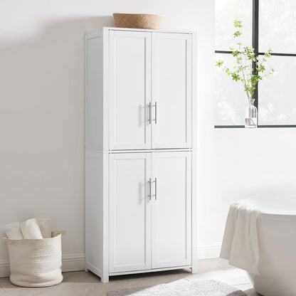Maykoosh Tall Pantry Cabinet - White Kitchen Storage - Adjustable Shelves - 28" Wide