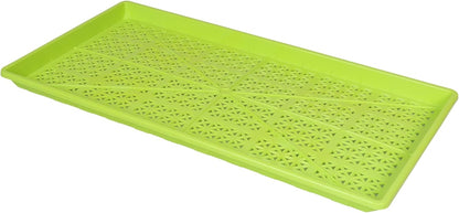 SUNPACK 10" x 20" Heavy Duty Mesh Plastic Seed Starting Tray, Lime Green, 1" (Pack of 10) - Ensures Water Drainage and Aeration, Perfect for Greenhouses or Indoor Gardening