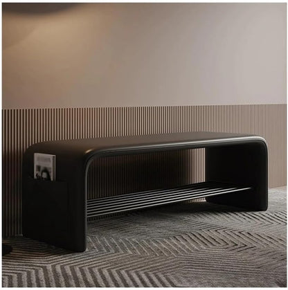 Modern Doorway Shoe-Changing Stool Shoe Cabinet Storage Two-Purpose Bedroom Simple Bedside Bench for Sitting Entryway(Black,Medium)