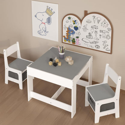 3 in 1 Wooden Activity Table with Storage Drawer for Toddlers Drawing, Reading, Crafts, 2 in 1 Detachable Tabletop Table Set for Nursery, Playroom