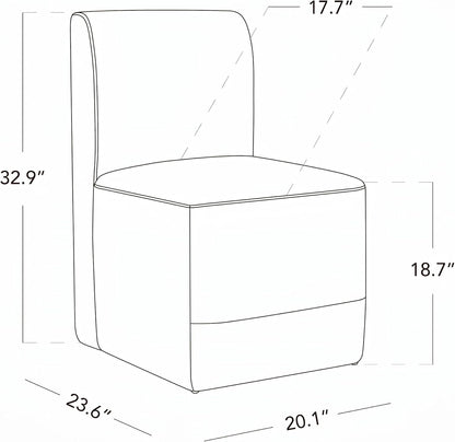 CHITA Dining Chairs with Casters Set of 4, Fully Assembled, Linen | FSC Certified Upholstered Armless Modern Rolling Dining Chairs with Rollers for Bedroom Reading Room Living Room