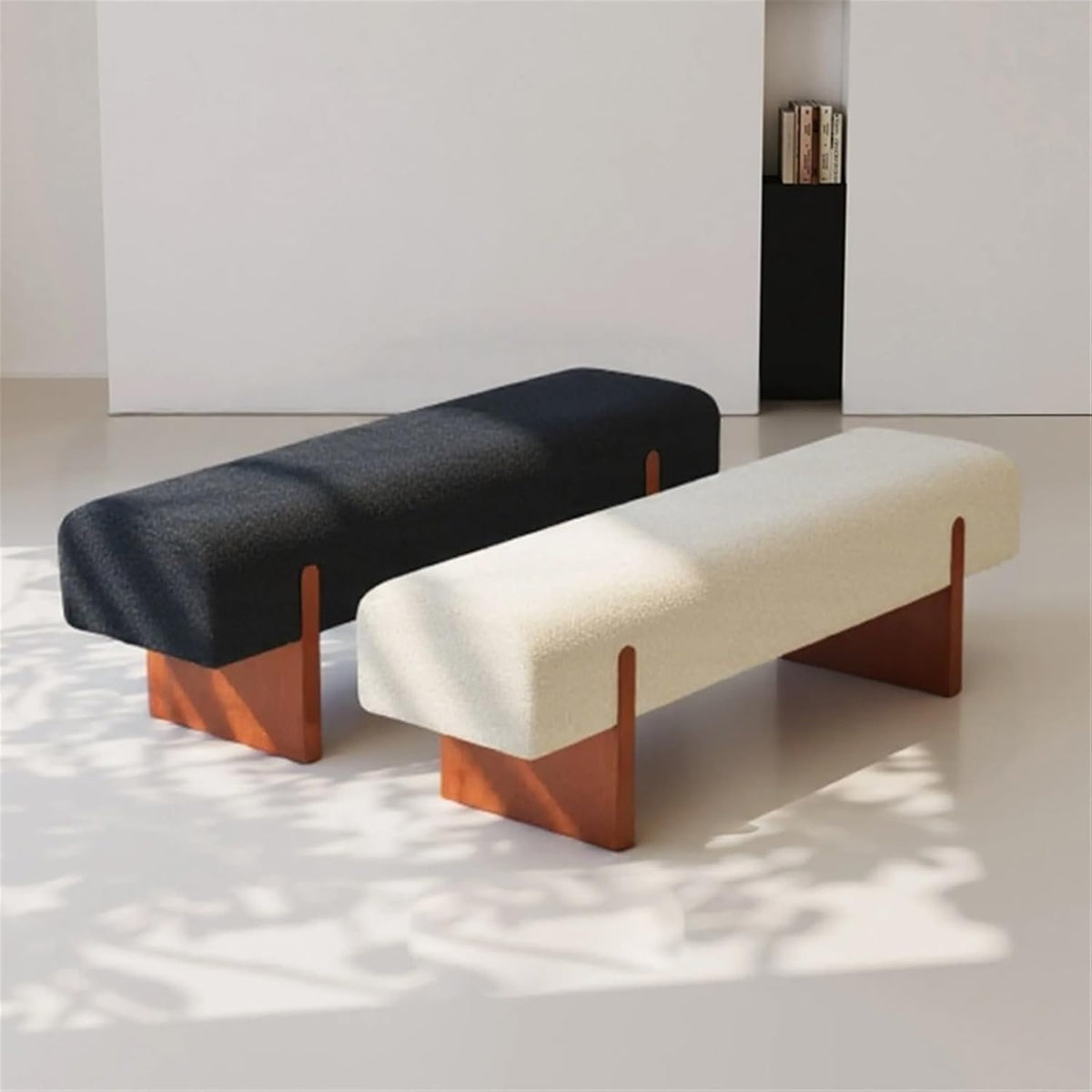 Modern Wooden Bed end Bench Dining Table Upholstered Shoe Changing Dressing Room Rest Area Entryway(Small)