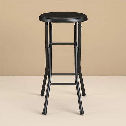 24" Vinyl Padded Folding Stool, Black