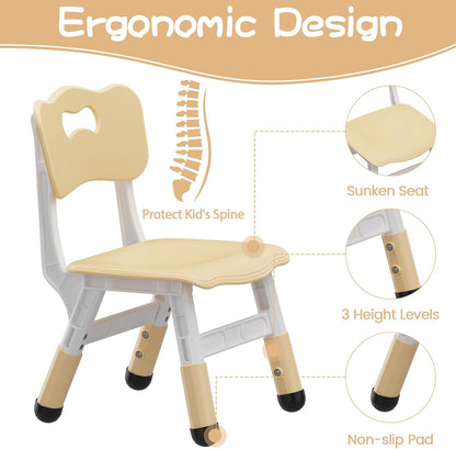 Kids Table and Chair Set - Height Adjustable Toddler Table and Chair Set with 6 Seats Non-Slip Legs,Children Multi-Activity Table for Ages 2-8 Graffiti Desktop,Family Learning Daily Use