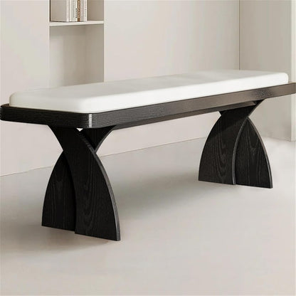Modern Wooden Long Bench at The Foot of The Bed in The Bedroom Dressing Room or Home Use Leather Shoe Changing Entryway(Large)