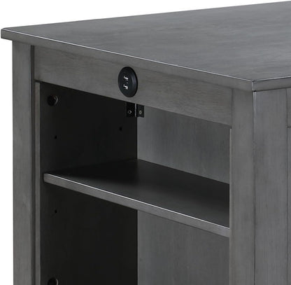 Modern Gray Finish Counter Height Dining Table with USB Ports and Shelves Perfect for Compact Homes
