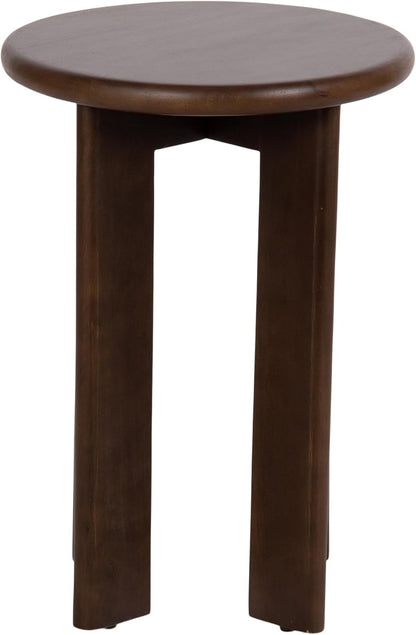 Kate and Laurel Seebeck Modern Wooden Round Side Table; 14 x 14 x 20; Dark Brown; Transitional Wood End Table for Use as Bedroom Nightstand or Living Room Accent Table