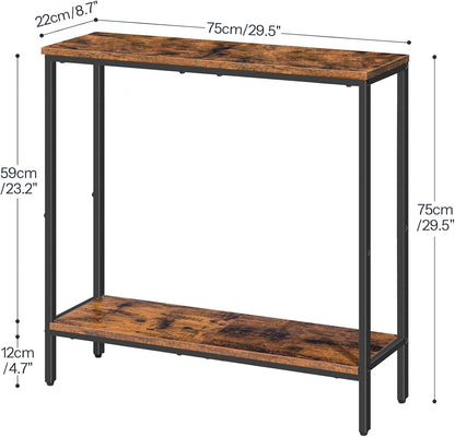 HOOBRO 29.5" L Narrow Console Table, 8.7" D Small Entryway Table | Sofa Table Behind Couch with 2-Tier Storage Display Shelves for Hallway, Foyer, Living Room, Bedroom