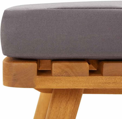 Solid Acacia Wood Footrest with Cushion for Garden Patio, Garden Ottoman Stool, 23.6x23.6x11.4 Inches