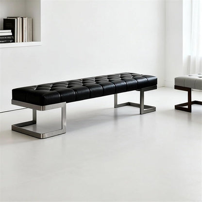 Modern Leather Bed end Stool Bedroom Dressing Room Living Shoe Changing Entryway(Medium)
