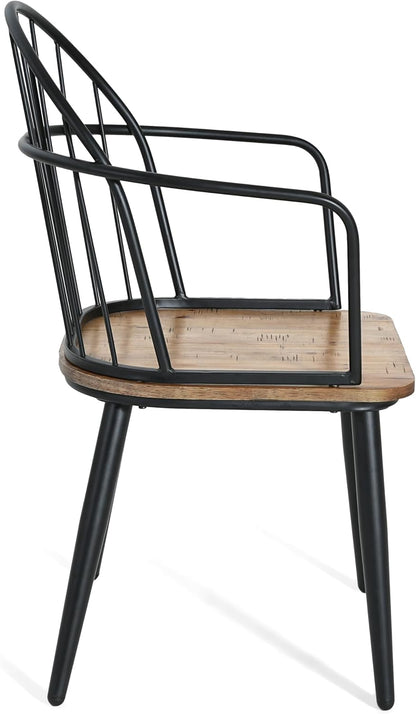 Christopher Knight Home Drats Dining Chairs Set of 2, Accent Dining Chair, Birch Finish Seating Kitchen Chair, Bucket Backrest Metal Frame Armchair, Industrial Dining Chair for Dining Room, Natural