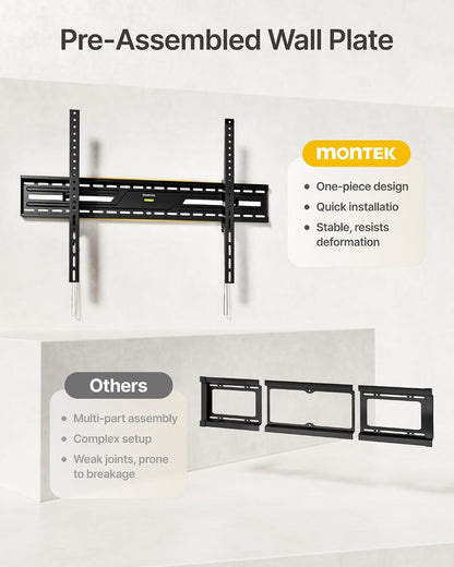 monTEK Heavy Duty Tilting TV Wall Mount for 50-100 Inch TVs up to 220lbs | 4X Safety Tested, 15° Tilt, Fits 16/18/24" Wood Studs, Max VESA 900x600mm, Living Room, Bedroom, Home Theater, Commercial Use
