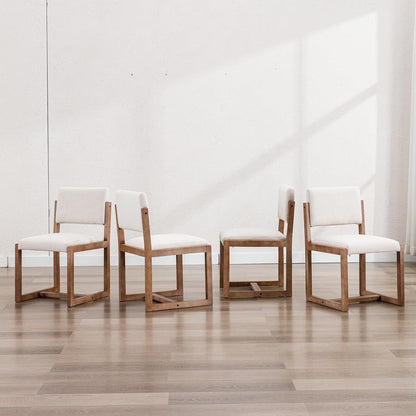DUOMAY Mid-Century Linen Dining Chairs Set of 2, Beige | Modern Upholstered Seat With Sturdy Wood Legs Comfortable Side Chairs For Kitchen Dining Room And Living Area