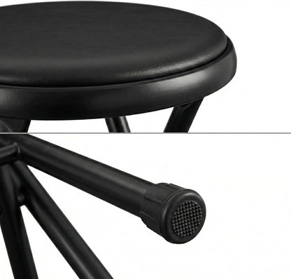 24 Inch Folding Stool Chair, Black Foldable Stool for Adults Portable, Lightweight Collapsible Bar Stool with Padded Seat, Compact Fold Up Stool for Parties, Weddings, Indoor Outdoor Use