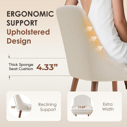 MALOL Upholstered Dining Chairs Set of 4, High-Back Dining Room Chair with Wood Legs, Padded Kitchen Chairs for Dining Room/Restaurant/Cafe, Beige