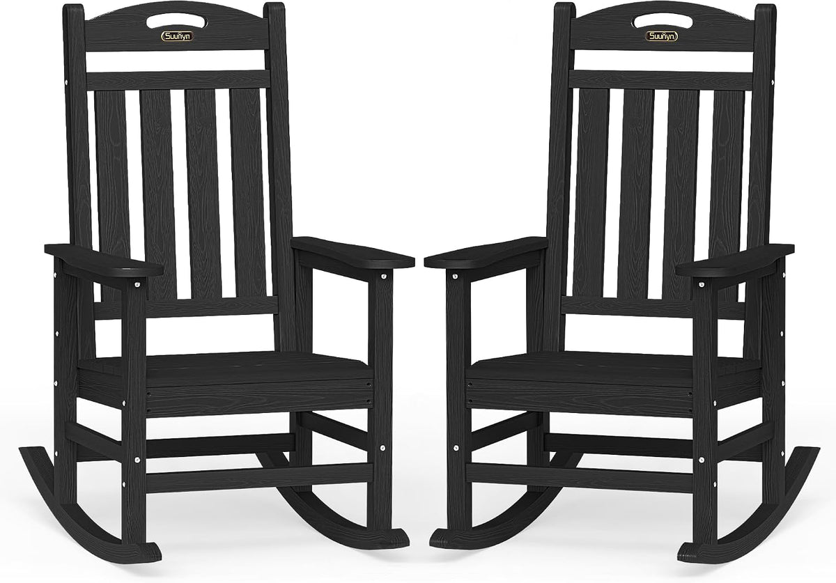 Outdoor Rocking Chair Set of 2,HDPE Patio Rocking Chair,All Weather | Relax in Gentle Rock, Create Comfort Everywhere, Share Relaxing Moment Together, Withstand Changing Seasons, Timeless Style