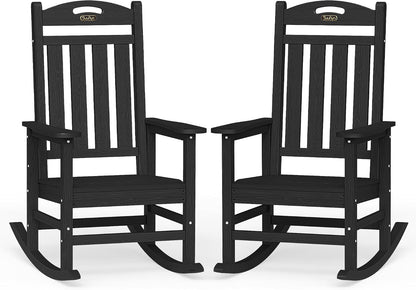 Outdoor Rocking Chair Set of 2,HDPE Patio Rocking Chair,All Weather | Relax in Gentle Rock, Create Comfort Everywhere, Share Relaxing Moment Together, Withstand Changing Seasons, Timeless Style