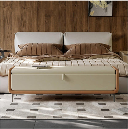 Modern Modern Faux Leather Storage Ottoman Bench with Metal Base,Upholstered Bedroom for End of Bed Luxury Shoe,Footstool for, Living Room, Entryway Entryway(Gris,150 * 45 * 43cm)