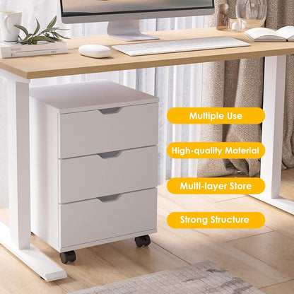 Stary Fully Assembled 3 Drawer Wood Rolling File Cabinet