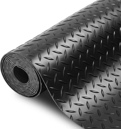 SEAL 5 x 20 Ft Premium Garage Floor Mat, Solid 2.8mm Thickened Black Commercial Grade Heavy Duty Parking Mat for Garage Floor, Golf Cart, Water/Stain Resistant Floor Runner (Embossed Diamond Plate)