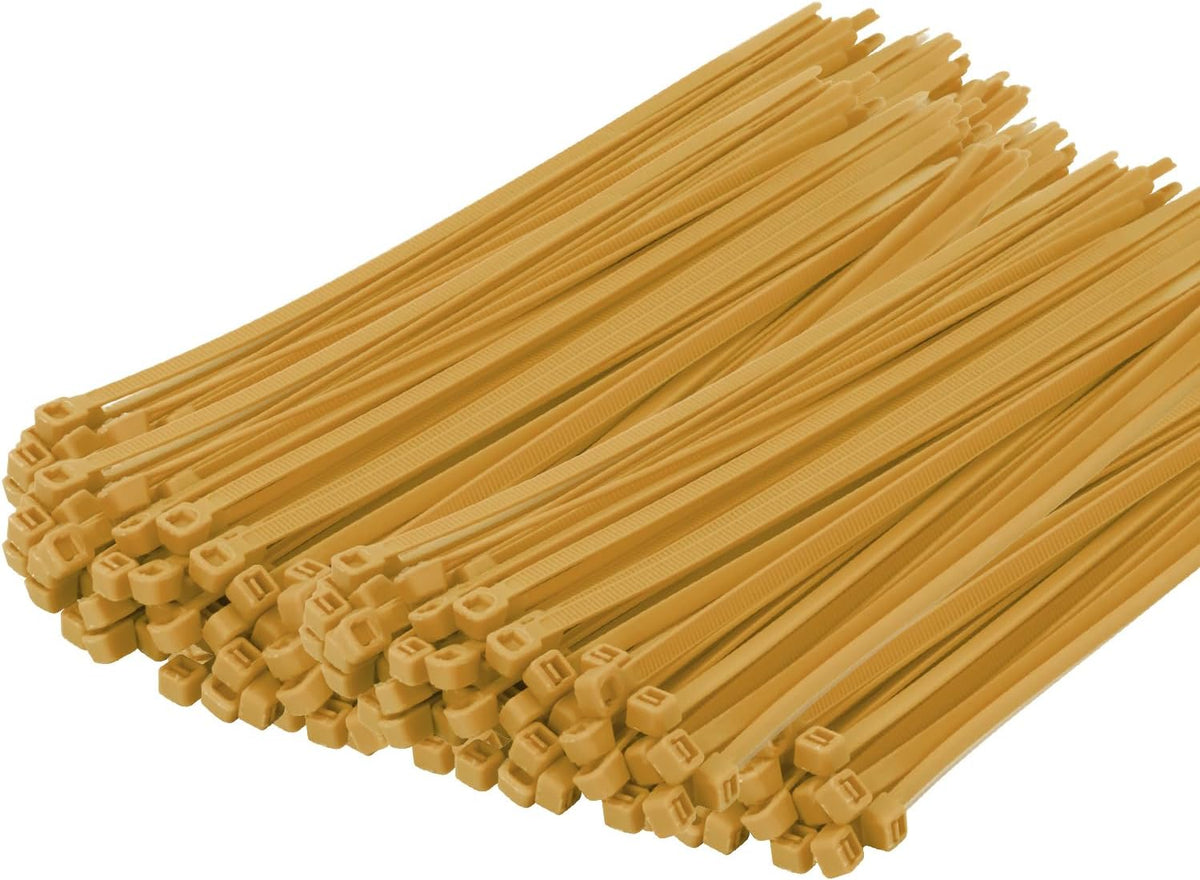 14 Inch Zip Ties Gold 1000 PCS, 40 Lbs- Heavy Duty Tensile Strength, Nylon PA66 UV Resistant Cable Ties for Indoor and Outdoor Use - Ideal for object bundling and fastening