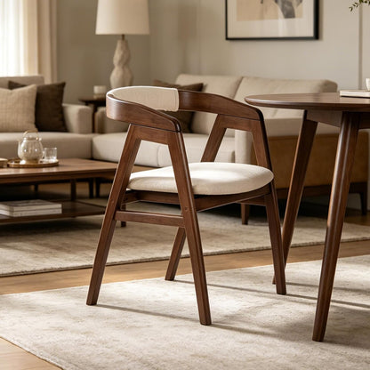 COSTWAY Bamboo Accent Chair, Farmhouse Leisure Dining Chairs w/Comfy Cushion, Curved Backrest, Solid Legs, Upholstered Armchair for Living Room, Bedroom, Kitchen, Walnut