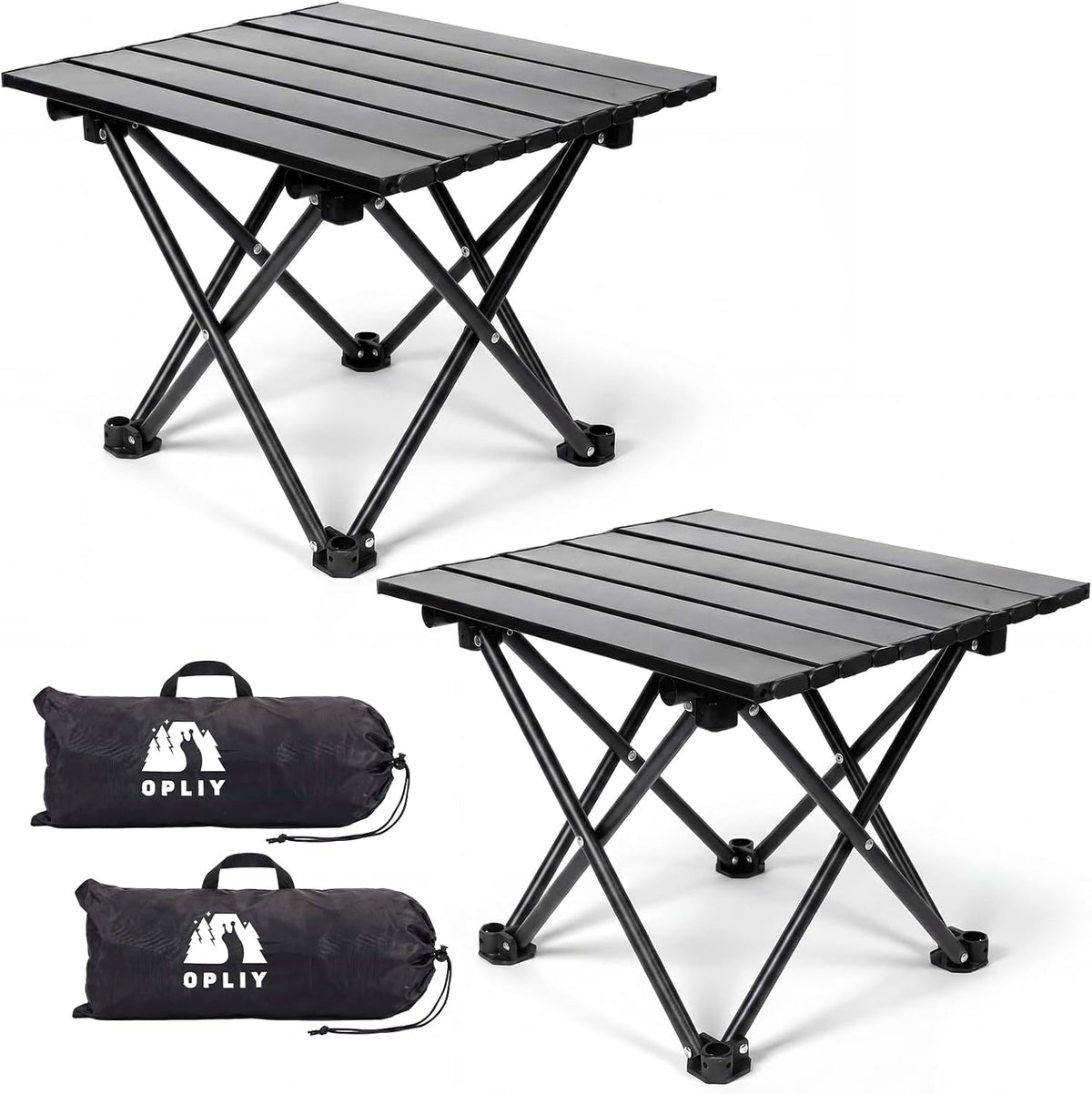 Opliy 2-Pack Portable Camping Table – Ultralight Foldable Car Tray Table with Carry Bag for Camping, Picnic, BBQ, Beach & Outdoor Travel