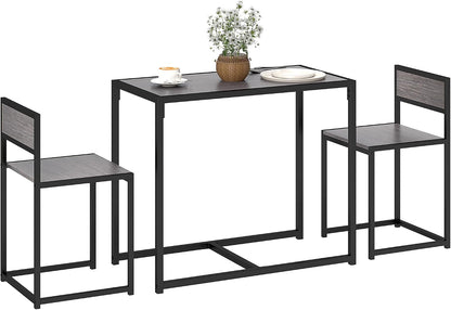 HOMCOM Dining Table Set for 2 for Small Space Room Grey | Kitchen Table and Chairs, Industrial Dining Set, Breakfast Nook