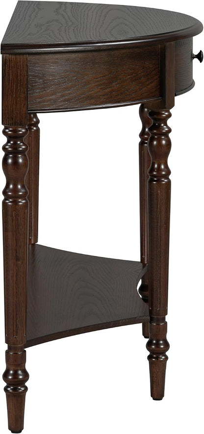 LUMISOL Half Moon Console Table with Drawer, 39'' Farmhouse Entryway Table with Shelf, Rustic Sofa Tables for Living Room Foyer Hallway, Espresso