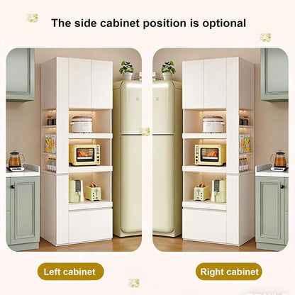 LINLIUA 71'' Tall Kitchen Pantry Cabinet, Wood Pantry Storage Cabinet with Doors, 3 Pull-Out Shelves and Drawer, Modern Slim Kitchen Hutch for Dining Room Small Space