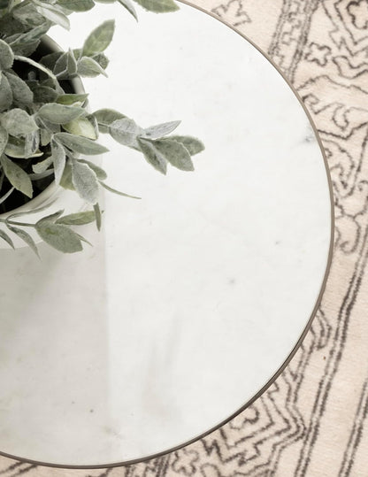 Kate and Laurel Gribben Modern Round Marble Side Table, 14 x 14 x 24, White and Gray Gunmetal, Tripod-Base Bedside Table for Display and Storage as a Bedroom Nightstand or Living Room Accent
