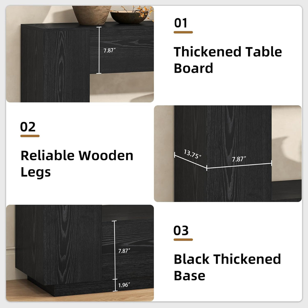 Epecoya 78 Inch Extra Long Console Table, 2-Tier Wood Entryway Table with Storage, Farmhouse Sofa Behind Couch Table for Entrance, Living Room, Foyer, Hallway, Black