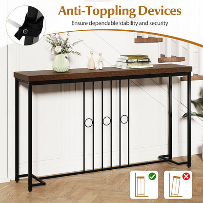 Giantex Industrial Console Table, 55" Narrow Entryway Table with H-Shaped Base & Spacious Tabletop, Behind Sofa Table for Small Spaces, Dining Room, Living Room, Bedroom, Entrance and Hallway