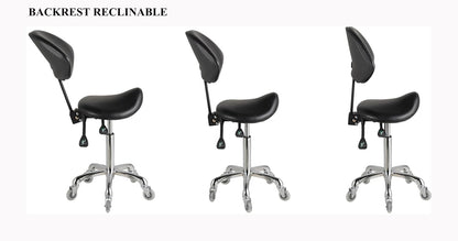 Adjustable Saddle Stool Chairs with Back Support Ergonomic for Medical Clinic Studio Salon Office and Home (Black)