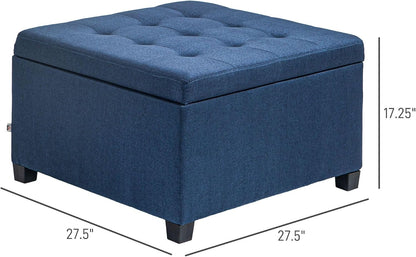 Vintage Storage Ottoman with Button-Tufted Design