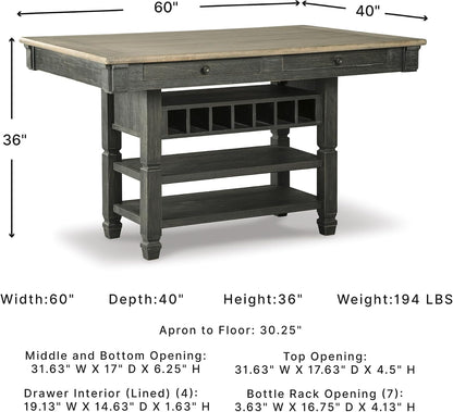 Signature Design by Ashley Counter Height Table with Storage, Farmhouse