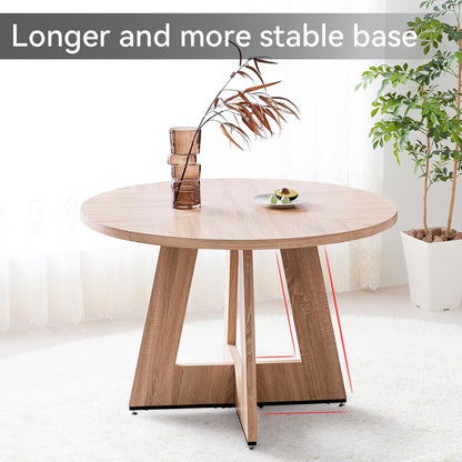 47" Round Dining Table for 4 6 People, [Fanned Base] [1.38" Thick Top] Farmhouse Wood Kitchen Table for Dining Living Room Home, Natural