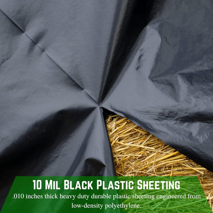 Farm Plastic Supply - Black Plastic Sheeting - 10 mil - (10' x 100') - Black Plastic Tarp, Polyethylene Vapor Barrier Plastic Sheeting, Painters Tarp, Roll of Heavy Duty Plastic