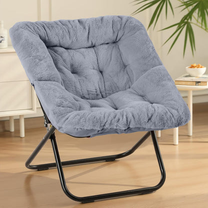Sweetcrispy Comfy Chair for Adults, Foldable Living Room Chair, Soft Faux Fur Lounge for Bedroom Dorm Rooms, Comfortable Reading Chair for Teens, X-Large