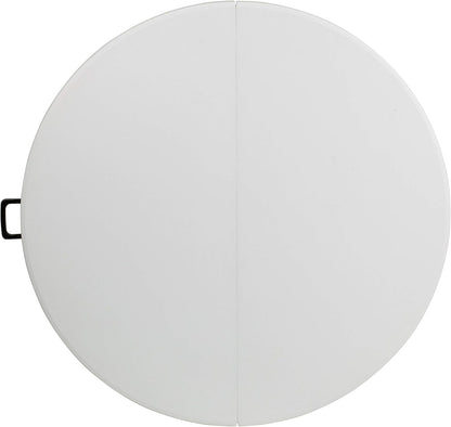 Flash Furniture 4-Foot Round Bi-Fold Granite White Plastic Folding Table | Lightweight, Easy Storage, Commercial Grade, Carrying Handle