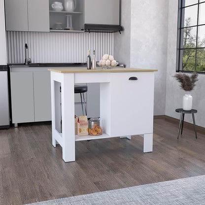 Kitchen Island Shoproni One Drawer White Finish with Multicolor | White kitchen island with one drawer for extra storage and counter space