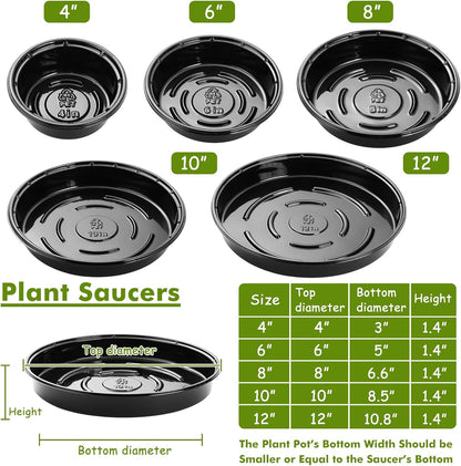 Plant Saucer 20 Pack Plant Trays for Pots 4 Inch Plastic Plant Saucers for Outdoors and Indoors Drip Trays for Potted Plants Flower Pot Plates to Catch Water Plant Drainage Dishes No Holes, Black