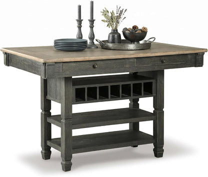 Signature Design by Ashley Counter Height Table with Storage, Farmhouse