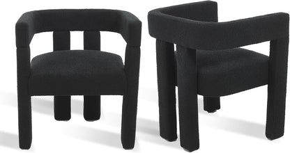 Modern Dining Chair Set of 2 / Living Room Chairs, Fabric Armchair, Upholstered Barrel Chair for Living Room Kitchen Reception (Black Teddy, Set of 6)