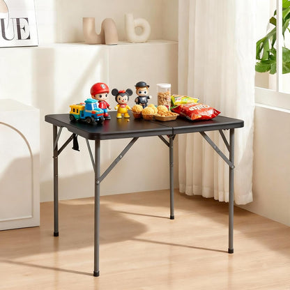 FDW 34" Folding Card Table Plastic Table Portable Square Height Dining Table Perfect for Party and Parties Backyard Events, Black